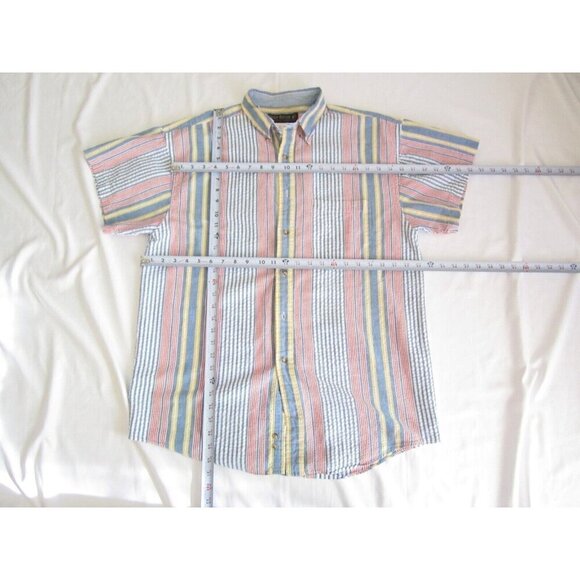 Vtg Men Deep River Trading Strip Button Cotton Short Sleeve Shirt Sz XL (MT426) - Picture 3 of 7